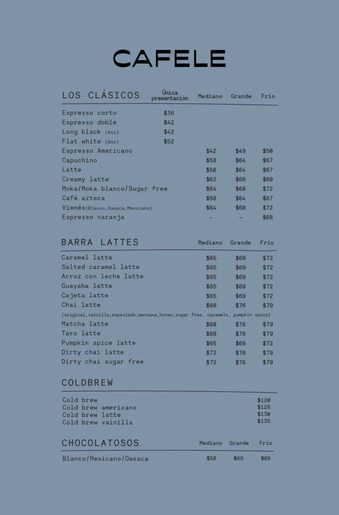 Cafele Zibatá Menú